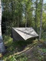 Vintertarp med öppen front Vintertarp uppspänd med öppna gavlar och fri utsikt